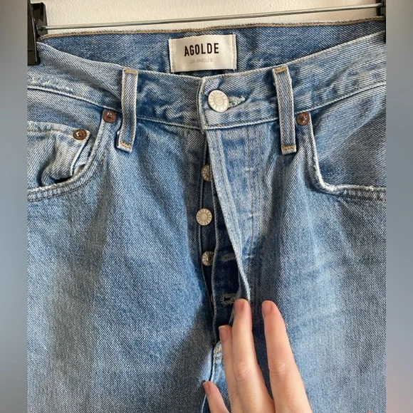 Agolde 90s Pinch Waist Light Blue Denim Jeans Size 26 - Picture 6 of 11